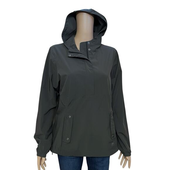 REI Womens Hooded Pullover Jacket Windbreaker Medium Gray Lightweight Half Zip - Picture 1 of 11